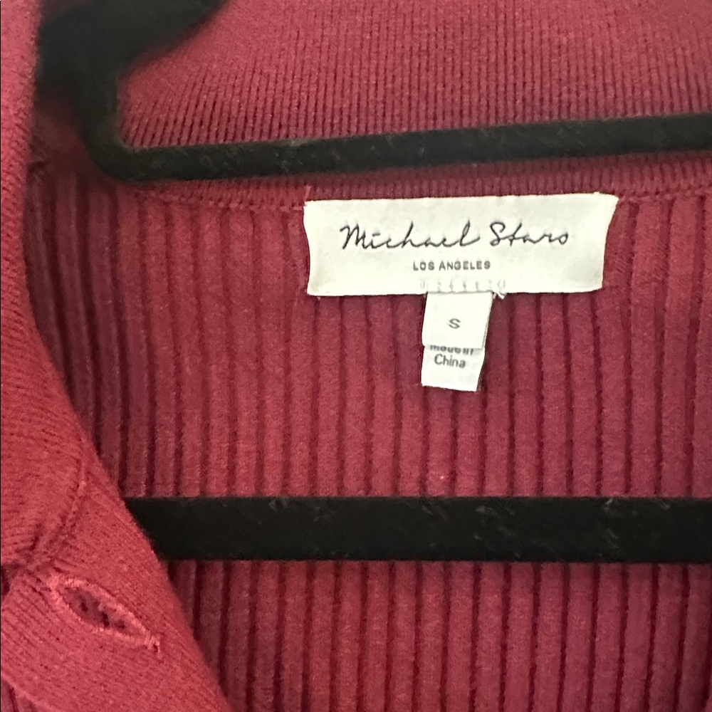 Michael Stars Wine Ribbed Sweater with Buttons. NBW Fits like XS - Picture 2 of 6